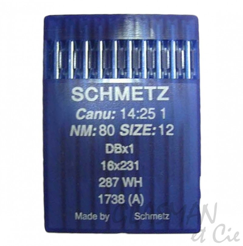Schmetz Aiguille pour Machine à Coudre 287 WH - 1738 Taille 80 - 5 pces 